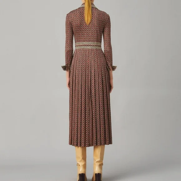 TORY BURCH Silk Blend Pleated Skirt Sun Prints All Over Dress Size Small - Picture 5 of 16